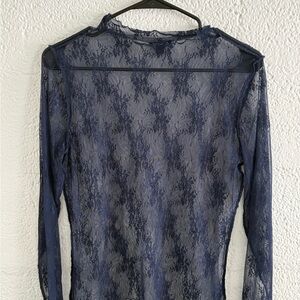 Navy lace long sleeve top